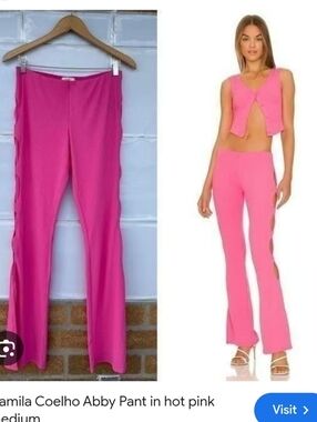 CAMILA COELHO SET Arelle Coastal Revolve Pink Ribbed Two-Piece Tank & Pant Set M